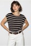 Women's Coffee Ecru Boat Neck Bat Sleeve Mercerized Cotton Knitwear Blouse Tk261058 60286223