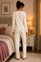 Women's Soft Touch Corded Fabric Long Sleeve Pajamas Set - 2