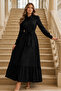 Belted Polka Dot Hijab Dress B2589 Black