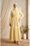 Hakim Collar Half Button Belted Dress 0302-06 Yellow