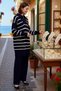 Women's Plus Size Zipper Collar Striped Thessaloniki Knitwear Set Relaxed Cut Long Sleeve Comfortable Casual Stylish - 2