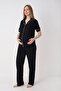 Aylam Lingerie Shirt Collar Front Buttoned Inter-Bias Ribbed 3-Piece Pajama Set with Robe - 5