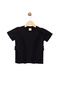 Girl's Dark Black Short Sleeve 100% Cotton Short Sleeve T-Shirt with Ruffles on the Front - 2