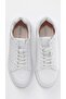 Men's White Floater Leather Sneaker Powder Genuine Leather Inner Lining Platform Casual Shoes - 3