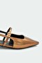 Noir Buckle Detailed Women's Copper Ballerinas - 5