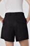 100% Linen Ironed Striped Classic Cut Shorts - Black - 8
