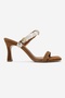 Arund Tan Suede Genuine Leather Women's Thin Heeled Slippers with Sequin Accessories - 4