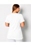 Women's V-Neck Printed Slit Large Size T-Shirt - 3