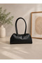 Women's Black Shoulder Bag, Artificial Leather, Daily Baguette Handbag, Width 30, Length 15 - 4