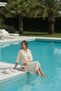 Women's Beige Openwork Knitwear Dress with Slits Oversized Beach Dress Summer Stylish Pareo - 5