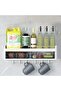 Spice Rack Wall Mount with6 Hooks, Handling Shelf Storage with 2 Drawers, Kitchen Shelf Rack, Bathroom Shower Rack