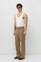 High waist relaxed wide leg fabric trousers khaki - 5