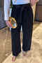 Black Belted Denim Palazzo Trousers