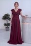 Women's Evening Dress with Ruffles on the Shoulders, V-Neck, Glittering Long, Burgundy, Navy Blue, Lilac, Black - 5