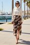 Women's Midi Satin Skirt Gradient Patterned Slit Sarong Cut Lined Polyester Comfortable Daily Casual - 3