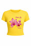Women's Yellow Simple Joy Printed Crew Neck Slim Crop Tshirt - 3