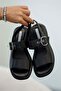 Jasper Women's Buckle Genuine Leather Sandals Black - 4