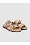 Beige Genuine Leather Women's Slippers - 2