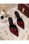 Bella Burgundy Satin Heeled Slippers - 2