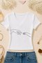 Women's El Pati Minimal Line Printed Basic Daily Use V-Neck Slim Fit Lycra T-Shirt