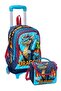 Primary School Trolley Bag and Lunch Set - Boy - Blue and Yellow Dragon Pattern