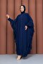 Stone Detailed Chiffon Abaya with Inner Lining in Navy Blue - 7