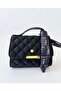 Women's Quilted Mini Shoulder Bag with Scarf - Lockable Hand and Crossbody Bag