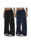 Pack of 2 Black-Navy Blue Sweatpants-Wide Leg-High Waist-Baggy-With Pockets-Casual-Comfort & Modern Style