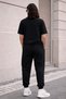 Women's Wide Cut Cotton Oversize Thort Track Suit with Flowered Bow Print - 2