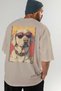 For Dog Lovers 5 Beige Oversize T-Shirt with Dog Print on the Back 100% Cotton Unisex Dog Lover Premium Design - 7