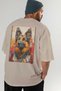 For Dog Lovers 18 Beige Oversize T-Shirt with Dog Print on the Back 100% Cotton Unisex Dog Lover Premium Design - 7