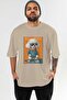 For Dog Lovers 44 Front Dog Printed Beige Oversize T-Shirt 100% Cotton Unisex Dog Lover Premium Design - 2