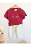 Girls&Boys Bordo Date Printed Cotton Sporty&Stylish T-Shirt Pants Lower&Upper Set 2-8 Years - 4