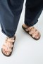 Borde Women's Genuine Leather Scarf and Buckle Nubuck Powder Slippers - 7