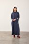 Dress with Sleeve Label Detail - Navy Blue - 3