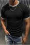 Santa Striped Scuba Collar and Ribbed Sleeves Sporty Stylish Men's T-Shirt - 4