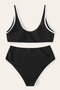Women's Black Padded High Waist Bra Panties Set - 2