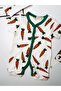 Baby Carrot Print Short-Sleeved Romper with Hat - 2