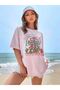 Marvellous Printed Pink Oversize Salas Boyfriend Women / Girls T-Shirt Top Blouse - 3