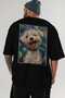 For Dog Lovers 38 Back Dog Print Black Oversize T-Shirt 100% Cotton Unisex Dog Lover Premium Design - 6