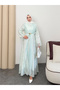 Silk Model Belted Ankle Drawstring Pattern Detailed Women's Dress - 3