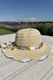 Girl's Gift Hat Summer Beige Color Beach Combination |   Sunscreen Bow Detailed Model - 7