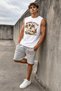 100% Cotton Oversize Men's Sleeveless T-Shirt-Shorts Set Printed Summer Streetwear Relax Fit - 6