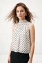 Ecru Halter Neck Polka Dot Chiffon Blouse 2932 - 2
