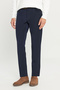 Men's Navy Blue Soft Textured Slim Fit Slim Cut 5-Pocket Flexible Casual Trousers