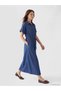 Vizyon New Season Indigo Shirt Collar Waist Tie Jean Dress