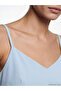 Blue V-Neck Drawstring Strap Gathered Crepe Dress - 4
