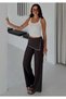 Women's Tie-Waist Sequined Seersucker Stretchy Wide-Leg Trousers - 2