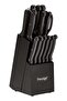 Stainless Steel Knife Block 15 Piece Set- Japanese Blades, Dishware Safe, Precision Cutting-Pr52114-Black Black