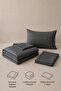 Elif Satin Striped Single Buttoned Duvet Cover Set, Quilt Cover, 100% Cotton, 83Tel - 4